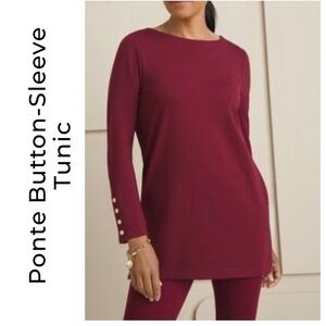 NWT CHICO’S Button Sleeve Ponte Knit Tunic Top M